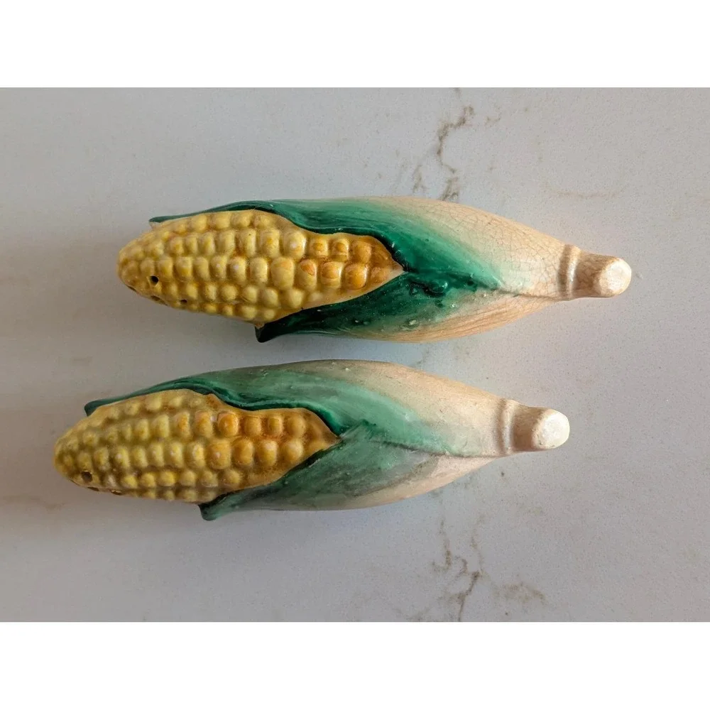 Vintage Corn on the Cob Salt and Pepper Shakers Set Ceramic Japan Mid Century